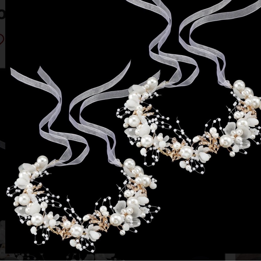 Bridal Pearl Floral Hair Vine Headpiece - White price per one